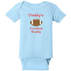 Daddy's Football Buddy Baby One Piece Light Blue - US Custom Tees