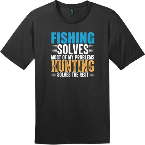 Fishing Hunting Solves Problems T-Shirt Jet Black - US Custom Tees