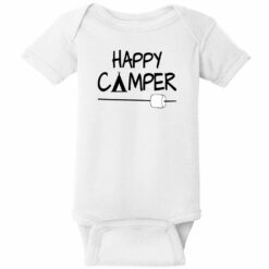 Happy Camper Tent Baby One Piece White - US Custom Tees