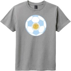 Argentina Soccer Ball Youth T-Shirt Gray Frost - US Custom Tees