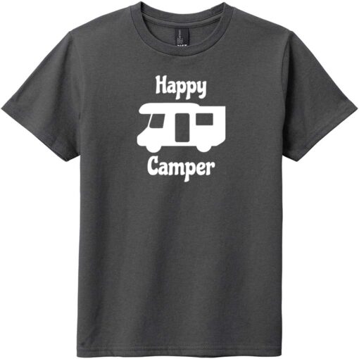 Happy Camper Youth T-Shirt Charcoal - US Custom Tees