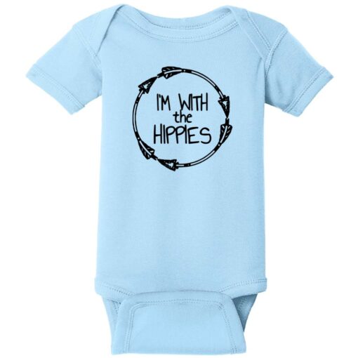 I'm With The Hippies Baby One Piece Light Blue - US Custom Tees