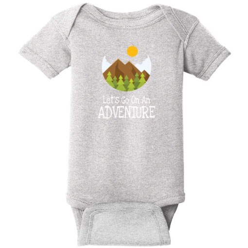 Let's Go On An Adventure Hiking Baby One Piece Heather - US Custom Tees