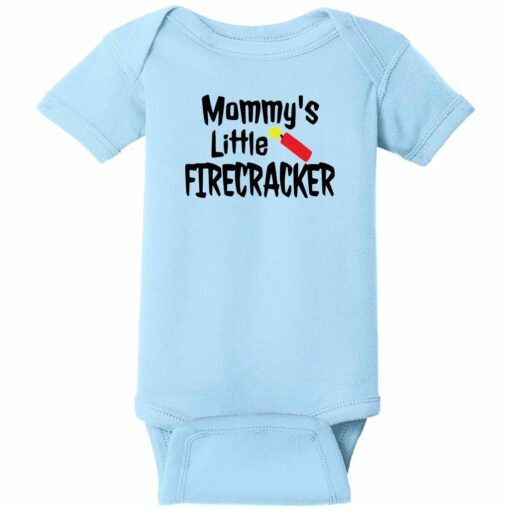 Mommy’s Little Firecracker Baby One Piece Light Blue - US Custom Tees