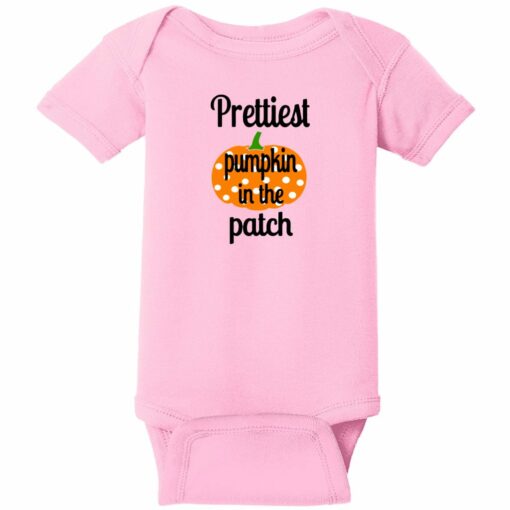 Prettiest Pumpkin In The Patch Baby One Piece Pink - US Custom Tees