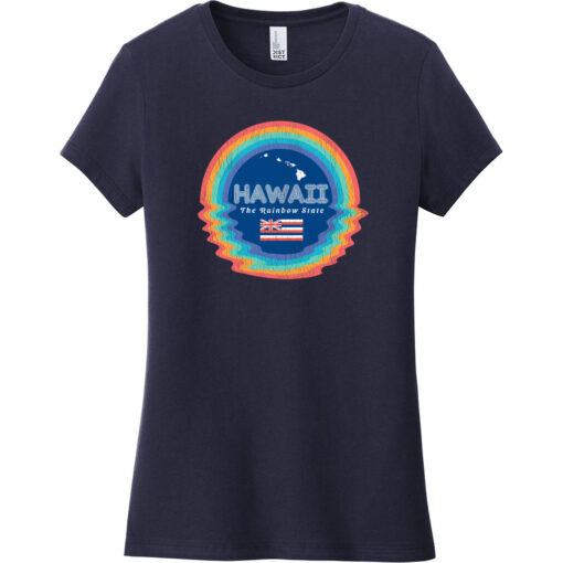Hawaii Rainbow State Women's T-Shirt New Navy - US Custom Tees