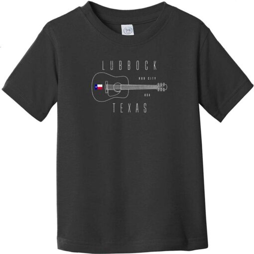 Lubbock Texas Guitar Toddler T-Shirt Black - US Custom Tees