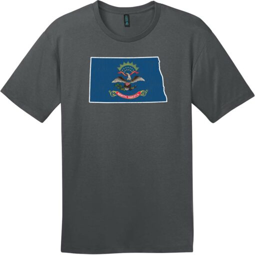 North Dakota State Shape Flag T-Shirt Charcoal - US Custom Tees