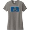North Dakota State Shape Flag Women's T-Shirt Gray Frost - US Custom Tees