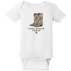 Fort Worth Texas Boots Baby One Piece White - US Custom Tees