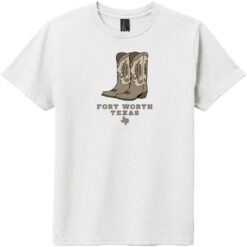 Fort Worth Texas Boots Youth T-Shirt White - US Custom Tees