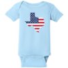 Texas Shaped Vintage American Flag Baby One Piece Light Blue - US Custom Tees