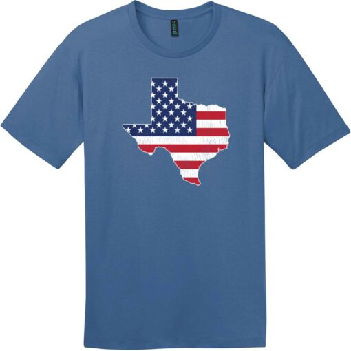 Texas Shaped Vintage American Flag T-Shirt Maritime Blue - US Custom Tees