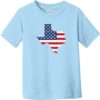 Texas Shaped Vintage American Flag Toddler T-Shirt Light Blue - US Custom Tees