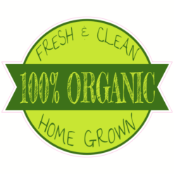 100% Organic Home Grown Sticker – vinyl decal printed in the USA