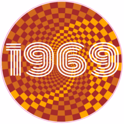 1969 Psychedelic Circle Sticker – vinyl decal printed in the USA