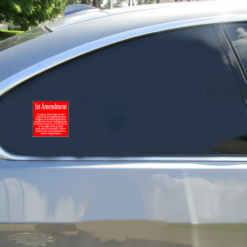 1st Amendment Definition Car Sticker shown on a vehicle rear window