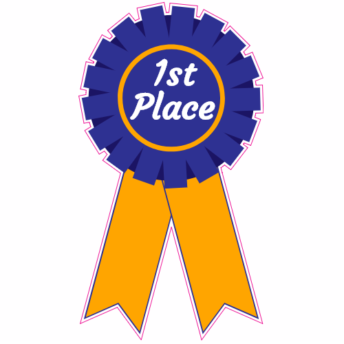 1st Place Ribbon Sticker – vinyl decal printed in the USA