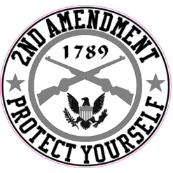 2nd Amendment Protect Yourself Circle Decal – vinyl decal printed in the USA