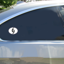 69 Oval Stcker Car Sticker shown on a vehicle rear window