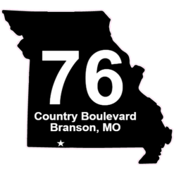 76 Country Boulevard Branson Sticker – vinyl decal printed in the USA