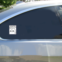 A1A South Florida Road Sign Car Sticker shown on a vehicle rear window