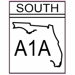 A1A South Florida Road Sign Sticker – vinyl decal printed in the USA