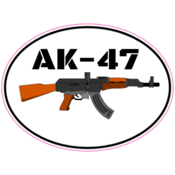 AK-47 Oval Sticker – vinyl decal printed in the USA