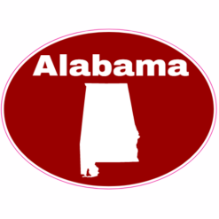 Alabama Crimson State Oval Sticker – vinyl decal printed in the USA