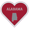 Alabama State Heart Shaped Sticker – vinyl decal printed in the USA