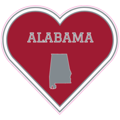 Alabama State Heart Shaped Sticker – vinyl decal printed in the USA