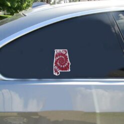 Alabama Tie Dye State Car Sticker shown on a vehicle rear window