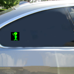 Alien Peace Car Sticker shown on a vehicle rear window