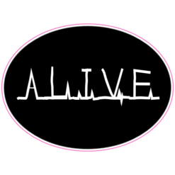 Alive Heartbeat Oval Sticker – vinyl decal printed in the USA