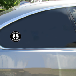 All Is Good In The Hood Circle Car Sticker shown on a vehicle rear window