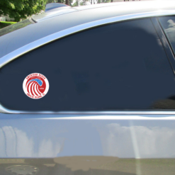 American Beach Amelia Island Vintage Car Sticker shown on a vehicle rear window