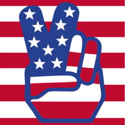 American Flag Peace Hands Square Sticker – vinyl decal printed in the USA