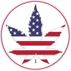 American Flag Pot Leaf Circle Sticker – vinyl decal printed in the USA