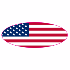 American Flag Stretched Oval Sticker – vinyl decal printed in the USA