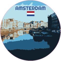Amsterdam Netherlands City Canal Sticker – vinyl decal printed in the USA