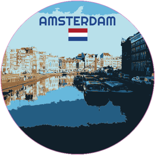 Amsterdam Netherlands City Canal Sticker – vinyl decal printed in the USA