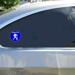 Aquarius The Water Carrier Circle Car Sticker shown on a vehicle rear window