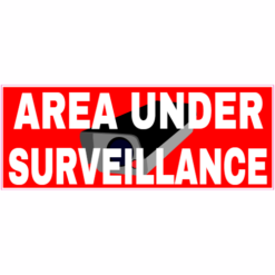 Area Under Surveillance CCTV Red Sticker – vinyl decal printed in the USA