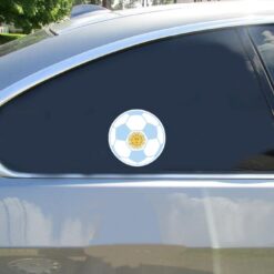 Argentina Soccer Ball Car Sticker shown on a vehicle rear window