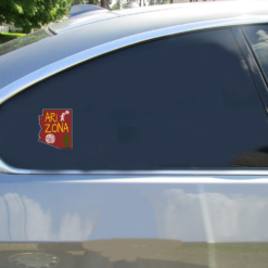 Arizona State Cactus Car Sticker shown on a vehicle rear window