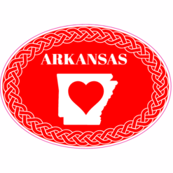 Arkansas Fancy Red White Oval Decal – vinyl decal printed in the USA