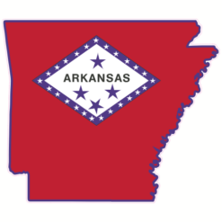 Arkansas Flag State Shaped Sticker – vinyl decal printed in the USA