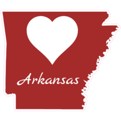 Arkansas Heart State Shaped Sticker – vinyl decal printed in the USA