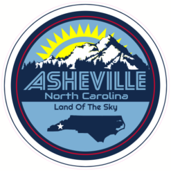 Asheville North Carolina Circle Sticker – vinyl decal printed in the USA