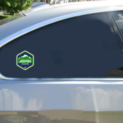 Aspen Colorado Snow Mountain Car Sticker shown on a vehicle rear window